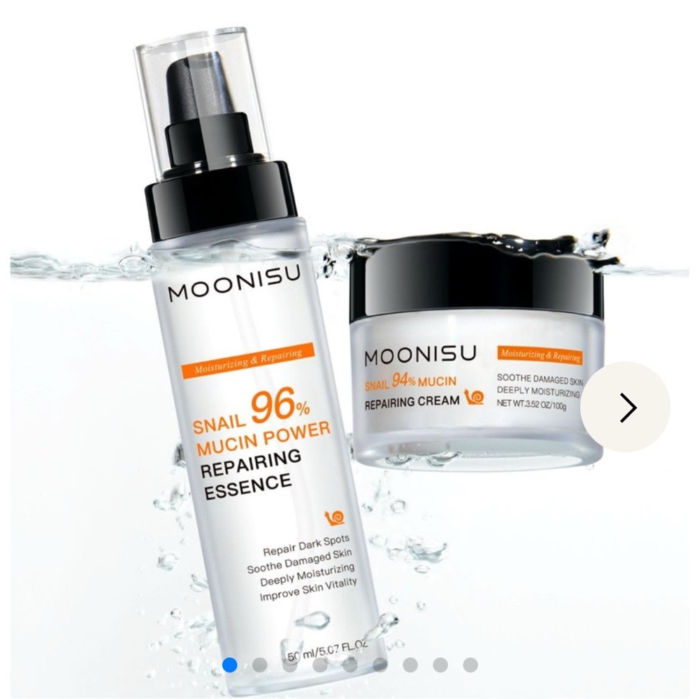 Snail Mucin Power Repairing Essence and Cream Set - Black and White